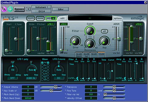 Emagic EXS24 - Emagic's EXS24 sampler comes included with some 